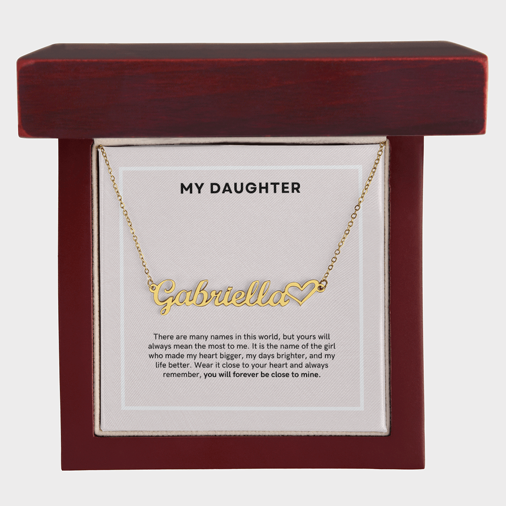 To My Daughter - Custom Name Heart Necklace