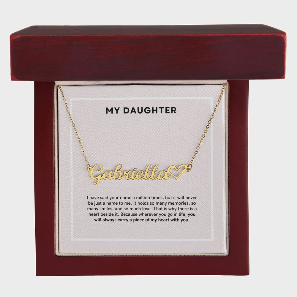 To My Daughter - Custom Name Heart Necklace