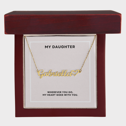 To My Daughter - Custom Name Heart Necklace