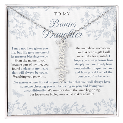 Bonus Daughter (Always In My Heart) Custom Name Necklace Blue Chinoiserie