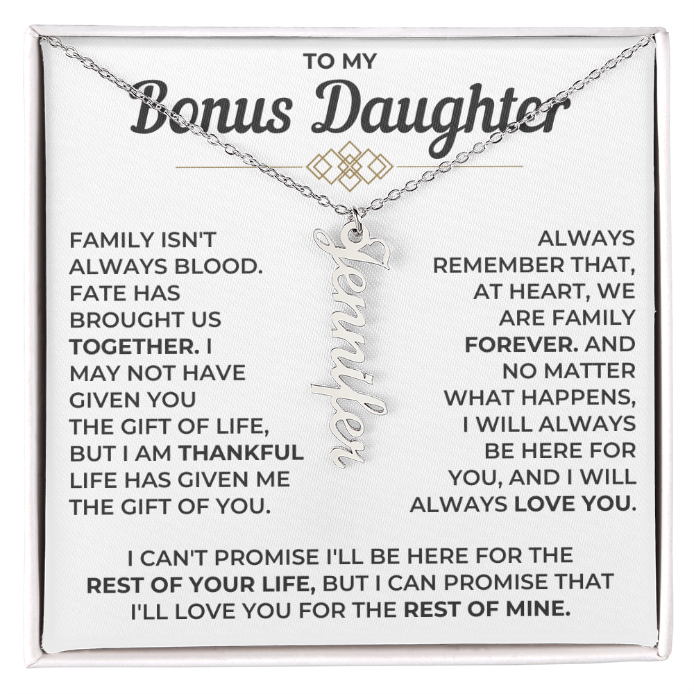 To My Bonus Daughter - Vertical Name Necklace