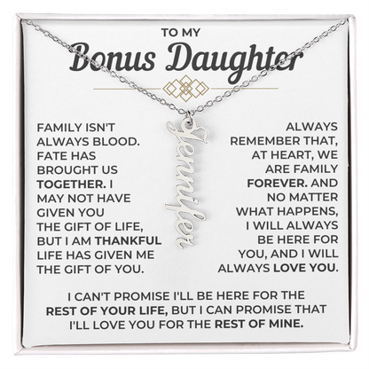 To My Bonus Daughter - Vertical Name Necklace