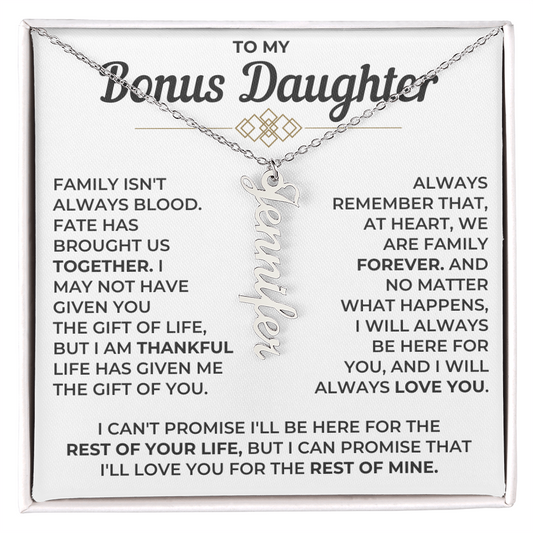 To My Bonus Daughter - Vertical Name Necklace