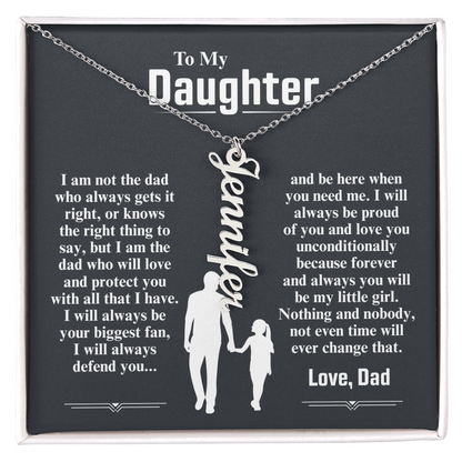 To My Daughter Custom Vertical Name Necklace
