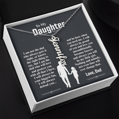 To My Daughter Custom Vertical Name Necklace