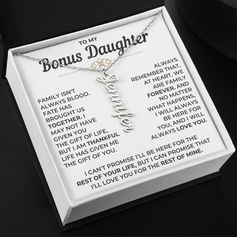 To My Bonus Daughter - Vertical Name Necklace