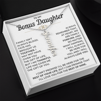 To My Bonus Daughter - Vertical Name Necklace