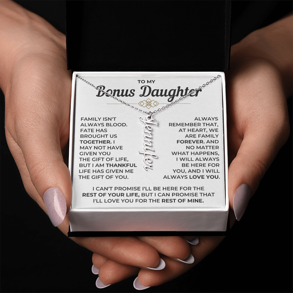 To My Bonus Daughter - Vertical Name Necklace
