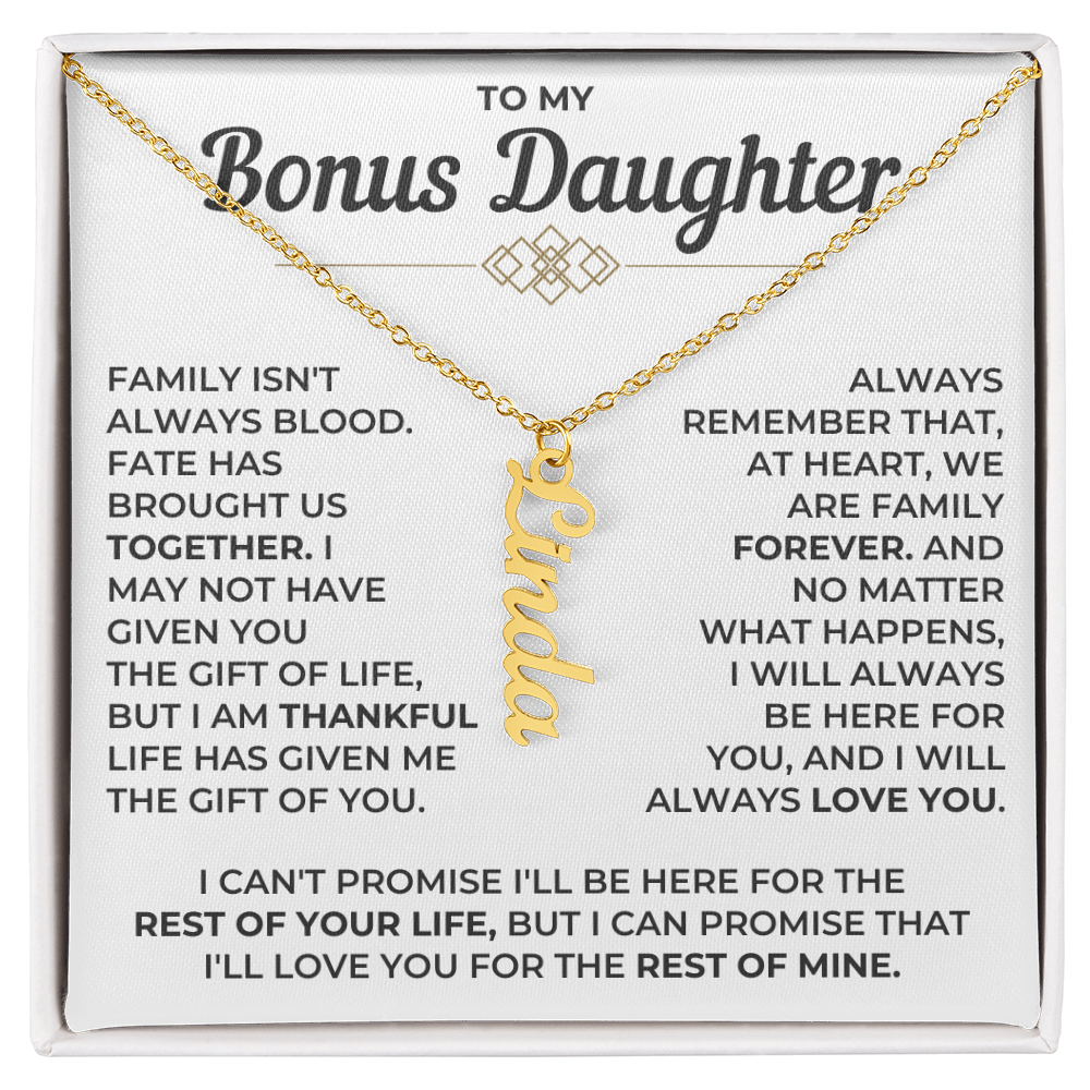 To My Bonus Daughter - Vertical Name Necklace