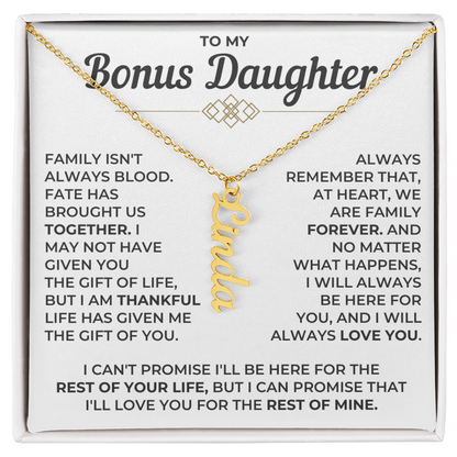 To My Bonus Daughter - Vertical Name Necklace