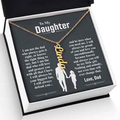To My Daughter Custom Vertical Name Necklace