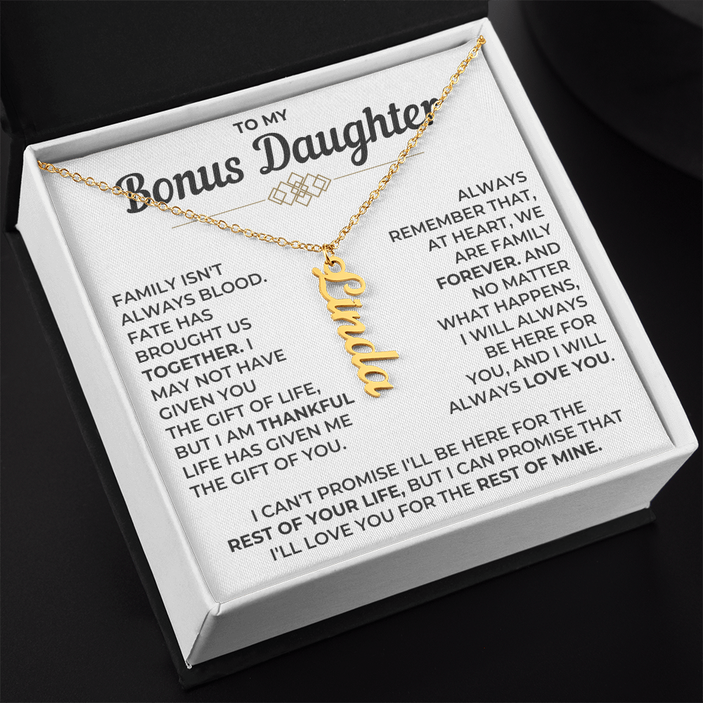 To My Bonus Daughter - Vertical Name Necklace