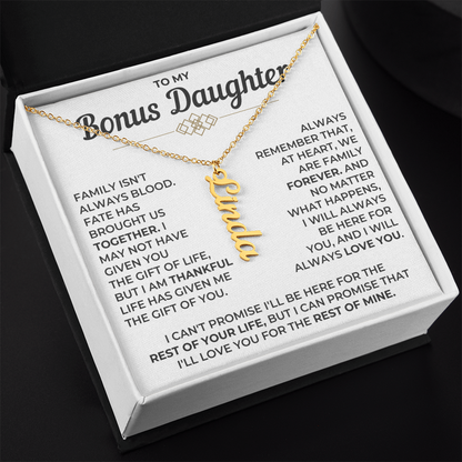 To My Bonus Daughter - Vertical Name Necklace