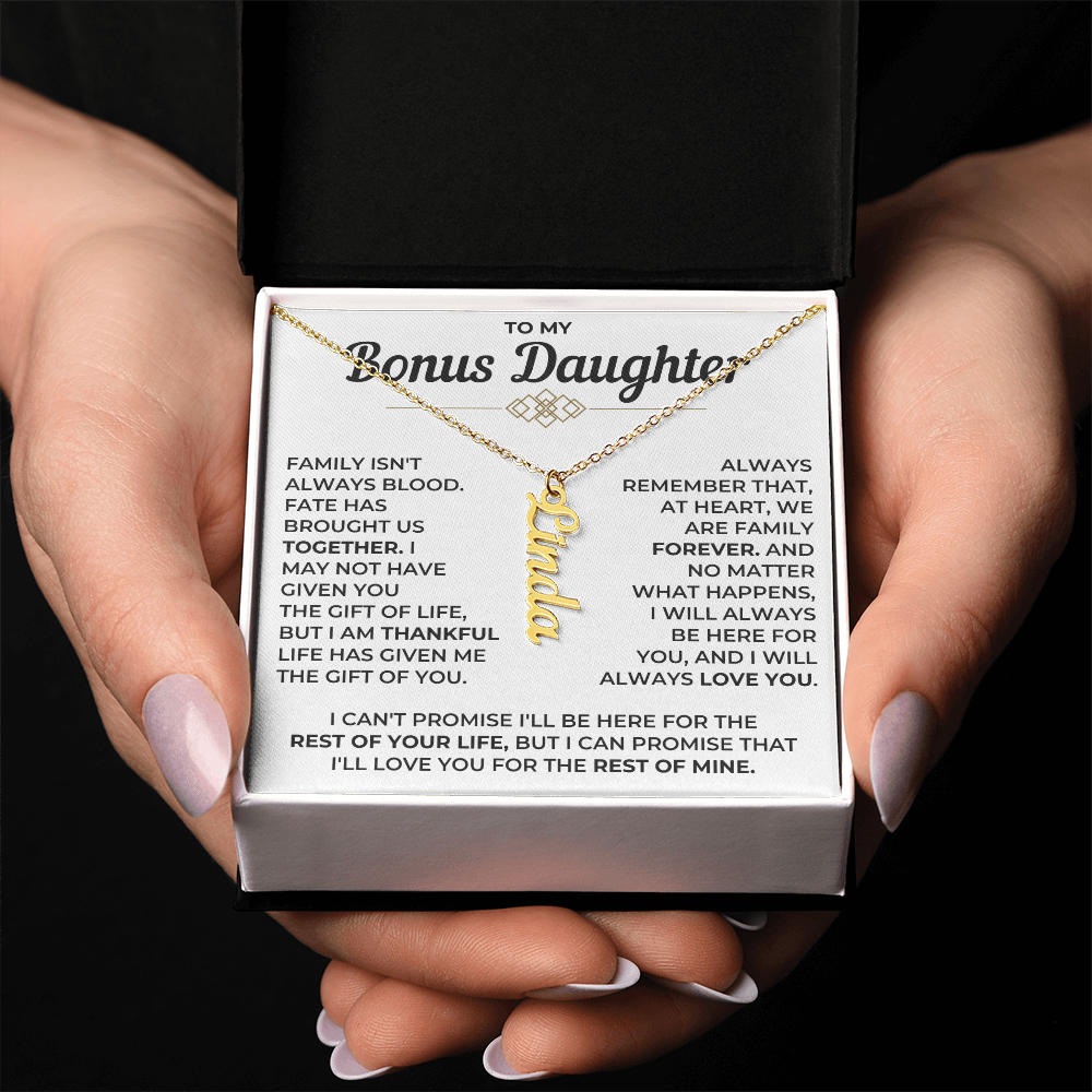 To My Bonus Daughter - Vertical Name Necklace