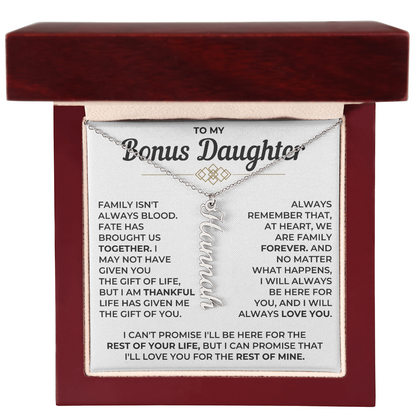 To My Bonus Daughter - Vertical Name Necklace