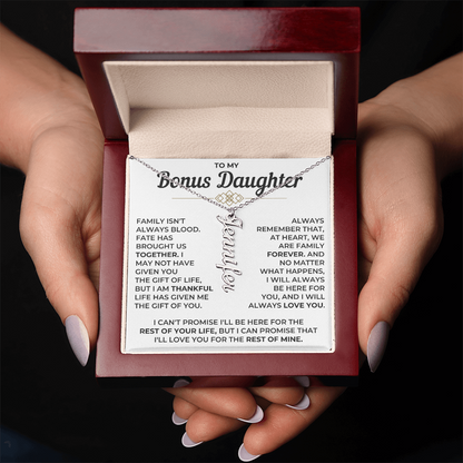 To My Bonus Daughter - Vertical Name Necklace