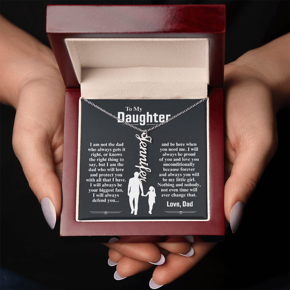 To My Daughter Custom Vertical Name Necklace