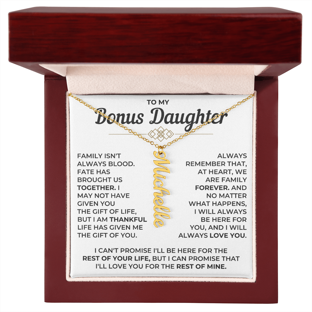 To My Bonus Daughter - Vertical Name Necklace