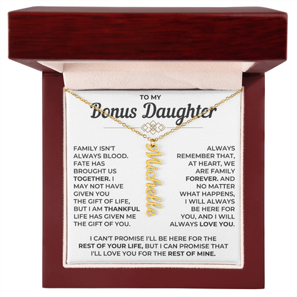 To My Bonus Daughter - Vertical Name Necklace