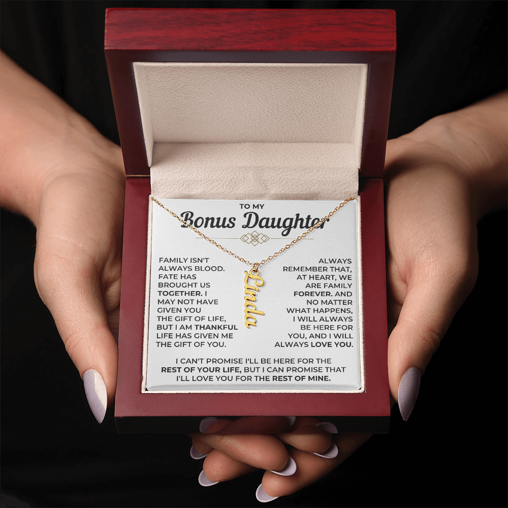 To My Bonus Daughter - Vertical Name Necklace