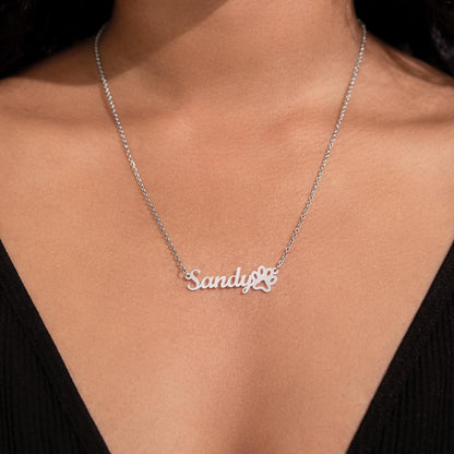 Frenchie Mom Custom Name Paw Print Necklace