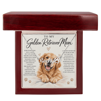 Golden Retriever Mom Custom Name Paw Print Necklace