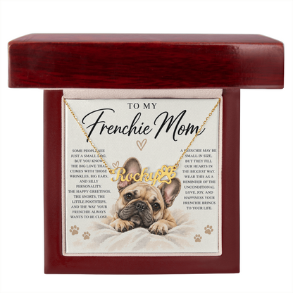 Frenchie Mom Custom Name Paw Print Necklace