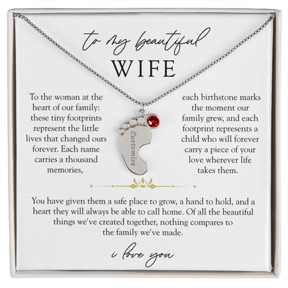 Wife Custom Engraved Child Footprint Birthstone Necklace | Our Greatest Blessings