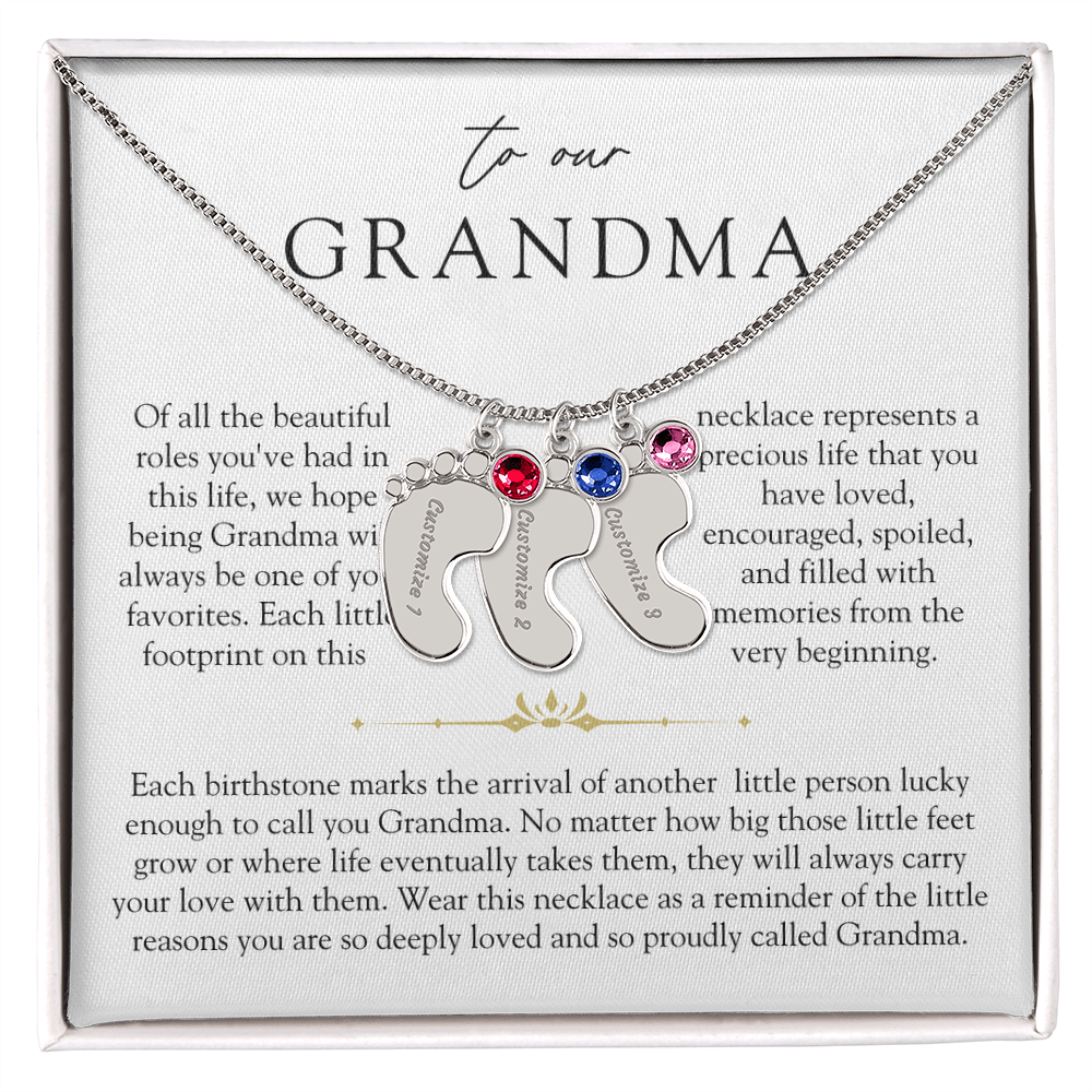 Grandma Custom Engraved Birthstone Grandchildren Necklace | So Deeply Loved