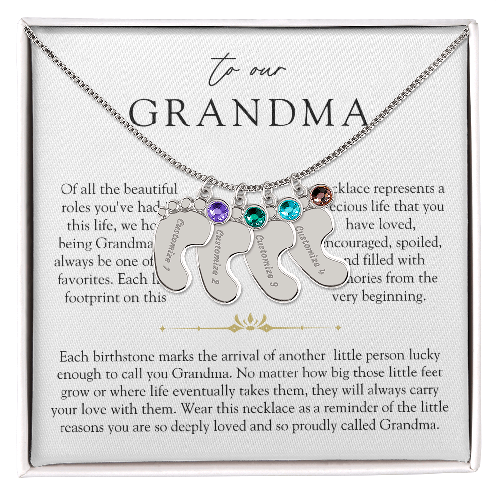 Grandma Custom Engraved Birthstone Grandchildren Necklace | So Deeply Loved