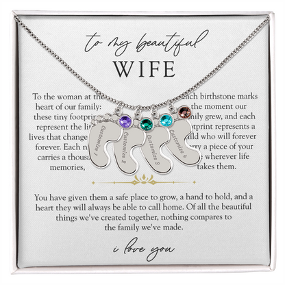 Wife Custom Engraved Child Footprint Birthstone Necklace | Our Greatest Blessings
