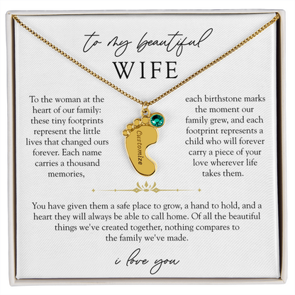Wife Custom Engraved Child Footprint Birthstone Necklace | Our Greatest Blessings