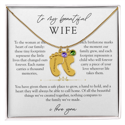 Wife Custom Engraved Child Footprint Birthstone Necklace | Our Greatest Blessings