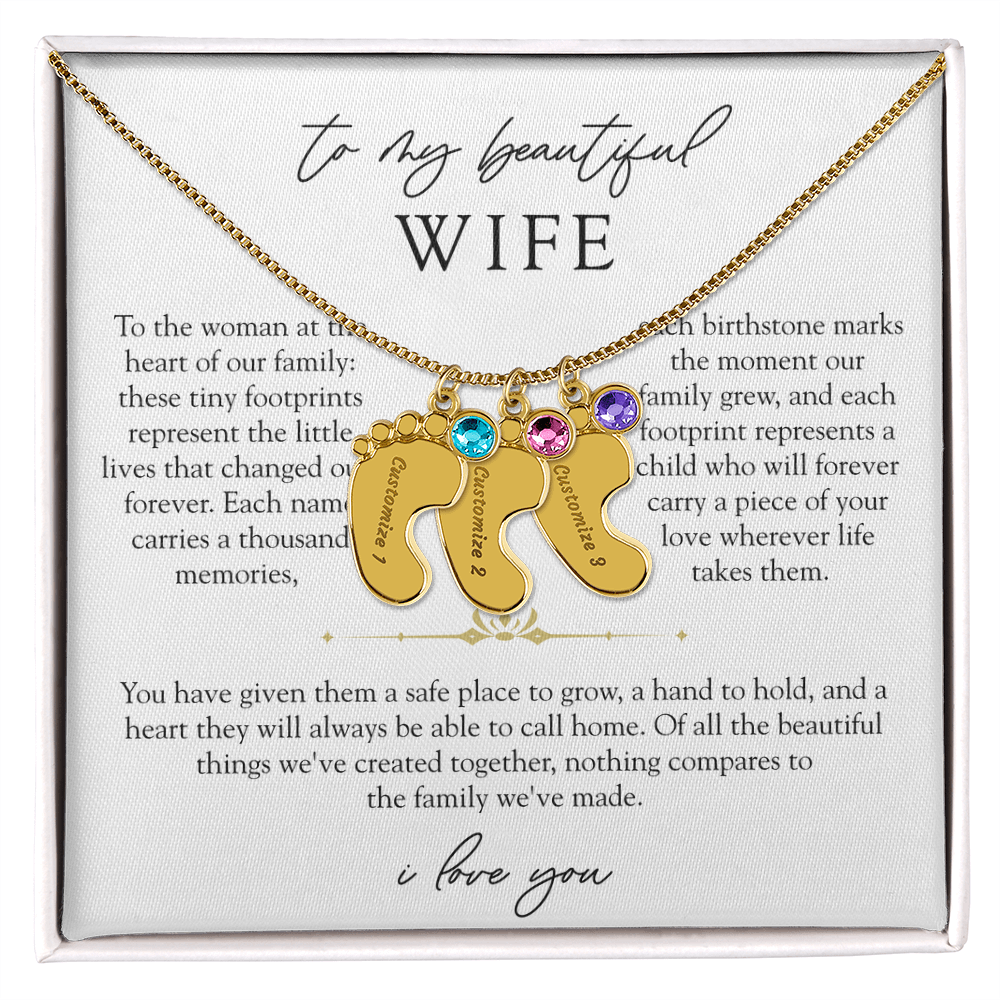 Wife Custom Engraved Child Footprint Birthstone Necklace | Our Greatest Blessings
