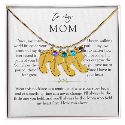 Mom Custom Engraved Birthstone Footprint Necklace | The Little Feet You Never Forget