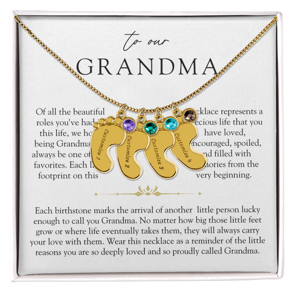 Grandma Custom Engraved Birthstone Grandchildren Necklace | So Deeply Loved