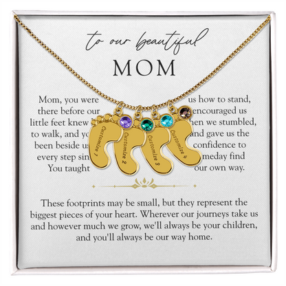 Mom Custom Engraved Children Birthstone Footprint Necklace | Our Way Home