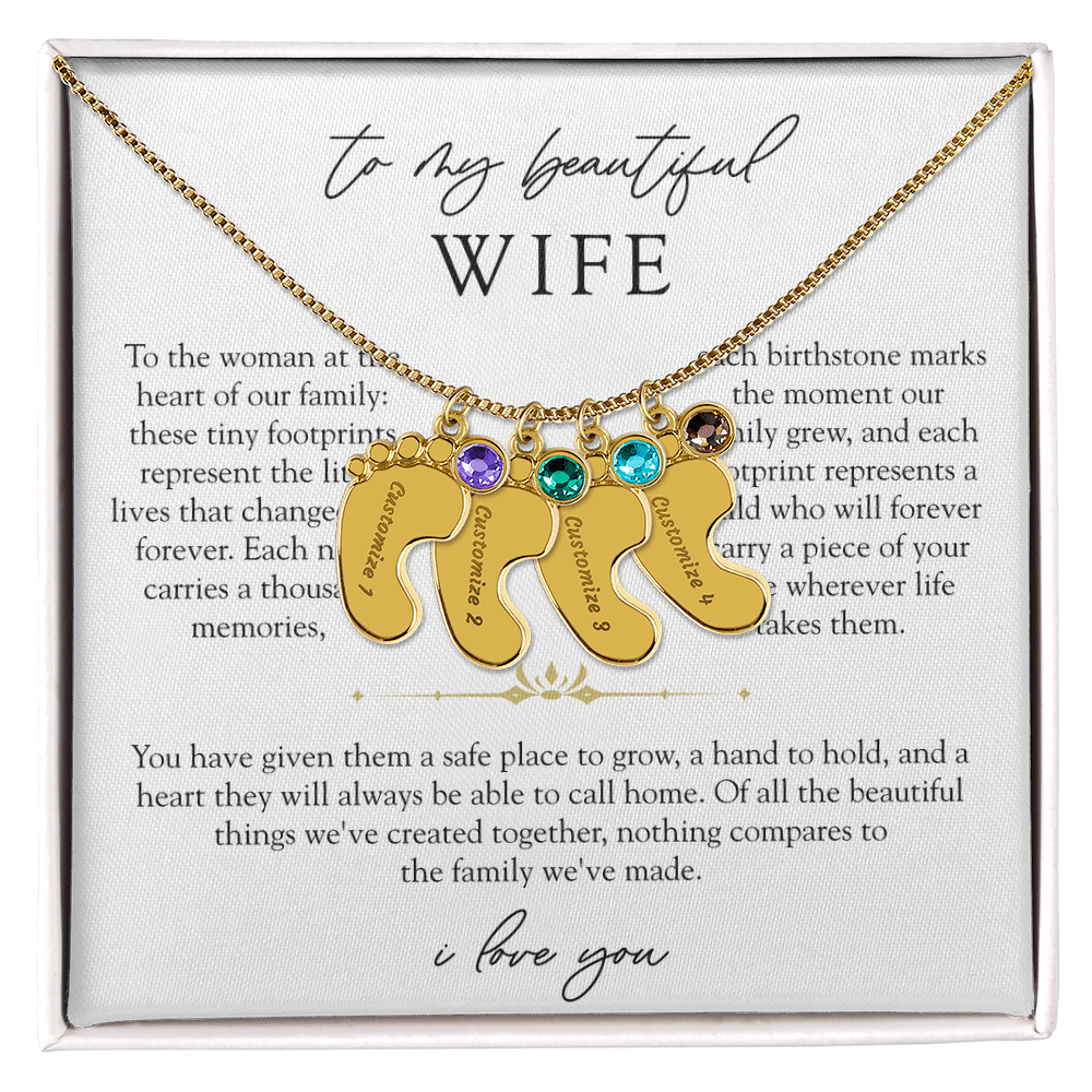 Wife Custom Engraved Child Footprint Birthstone Necklace | Our Greatest Blessings