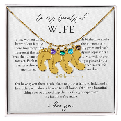 Wife Custom Engraved Child Footprint Birthstone Necklace | Our Greatest Blessings