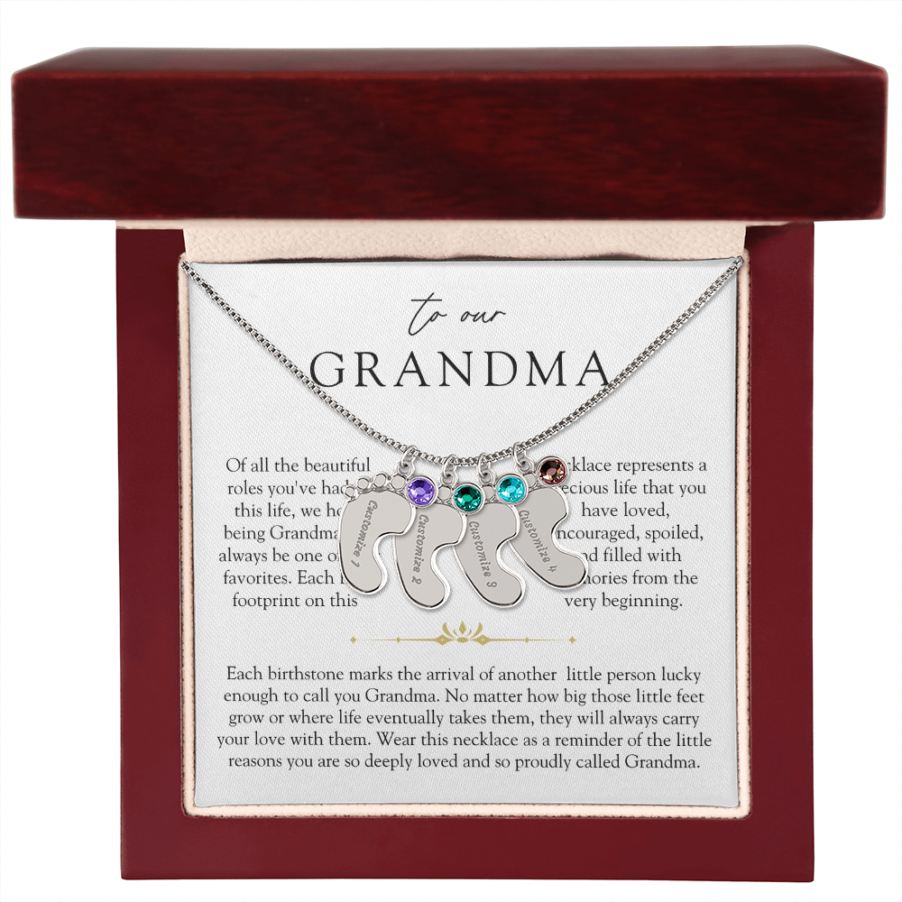 Grandma Custom Engraved Birthstone Grandchildren Necklace | So Deeply Loved