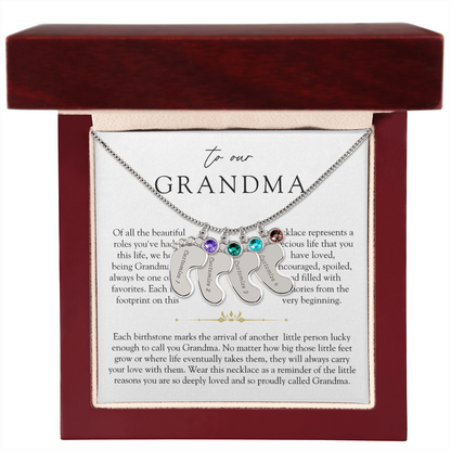 Grandma Custom Engraved Birthstone Grandchildren Necklace | So Deeply Loved