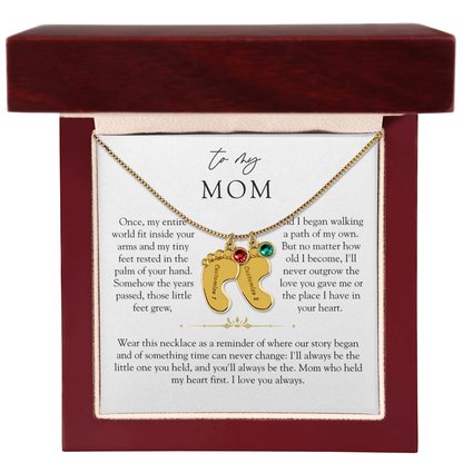 Mom Custom Engraved Birthstone Footprint Necklace | The Little Feet You Never Forget