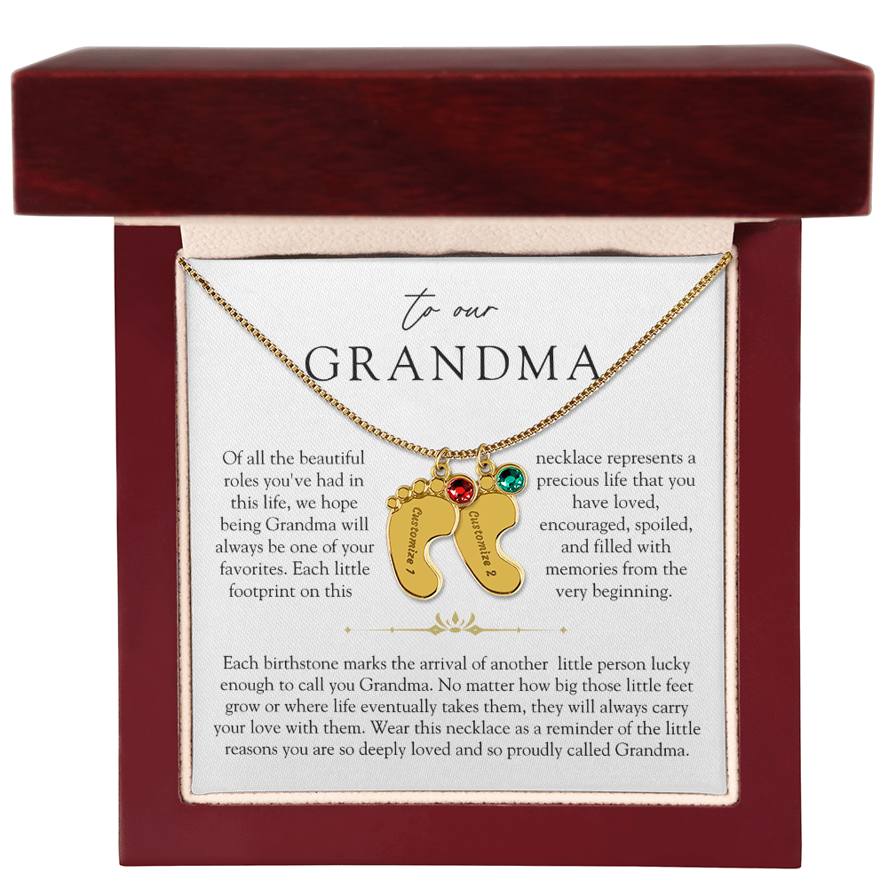 Grandma Custom Engraved Birthstone Grandchildren Necklace | So Deeply Loved