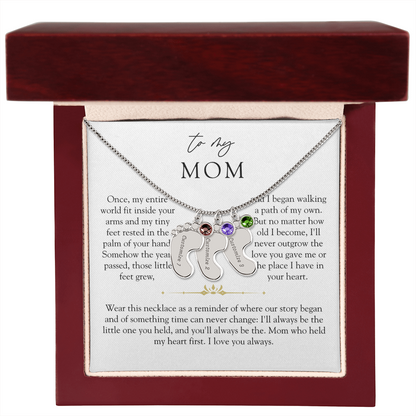 Mom Custom Engraved Birthstone Footprint Necklace | The Little Feet You Never Forget