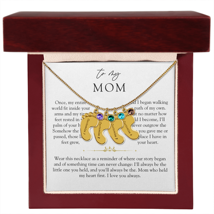 Mom Custom Engraved Birthstone Footprint Necklace | The Little Feet You Never Forget