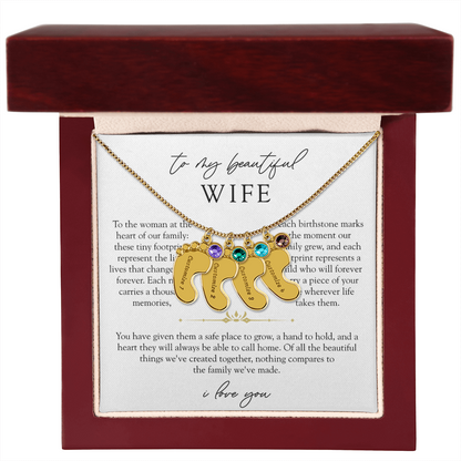 Wife Custom Engraved Child Footprint Birthstone Necklace | Our Greatest Blessings