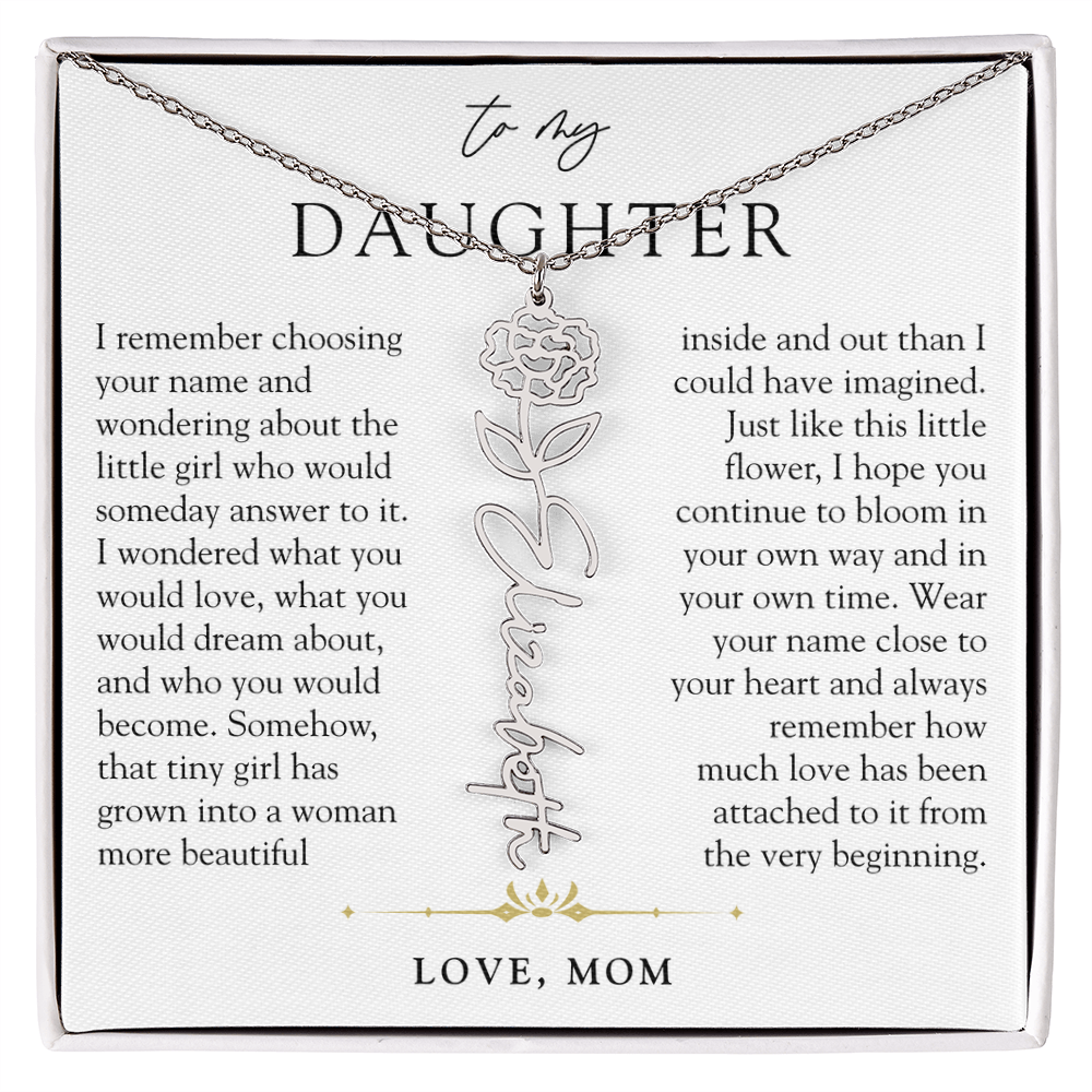 Daughter Birth Flower Custom Name Necklace | Watching You Bloom
