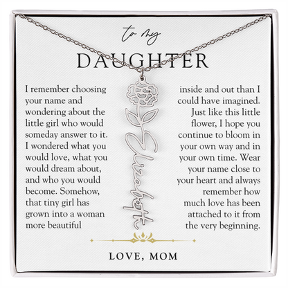 Daughter Birth Flower Custom Name Necklace | Watching You Bloom