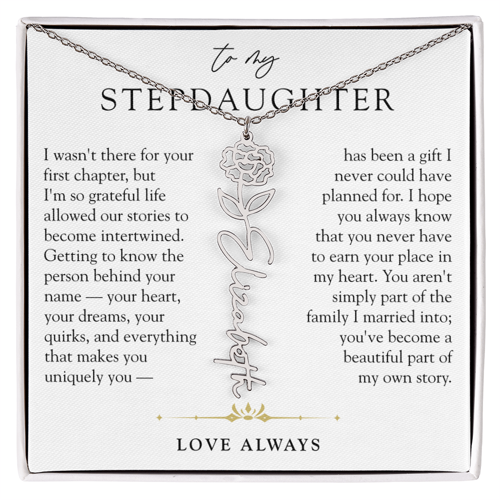 Step Daughter Birth Flower Custom Name Necklace | A Beautiful Part Of My Story