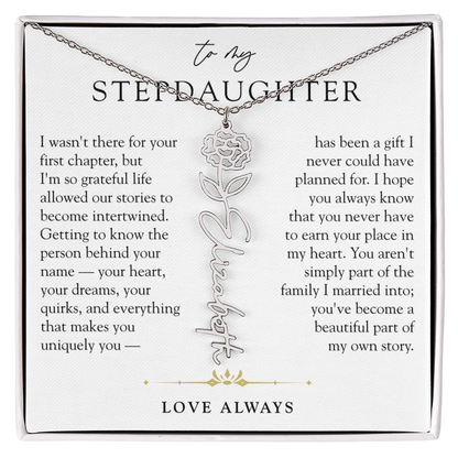 Step Daughter Birth Flower Custom Name Necklace | A Beautiful Part Of My Story